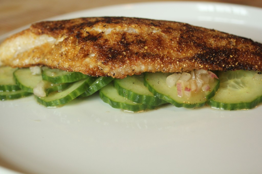 Cornmeal Crusted Catfish with Cucumbers The Pescetarian Plan